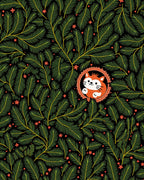 Whimsical Orange Cat Pine Branch Rug