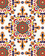 Vibrant Teal Orange Mandala Floral Rug