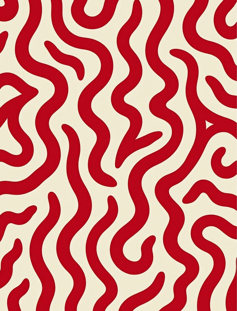 Bold Red Organic Swirl Rug