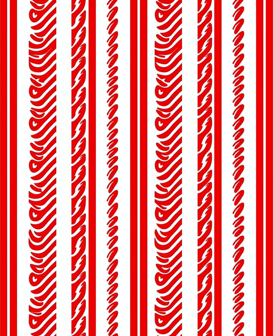 Red White Vertical Flowing Stripe Rug