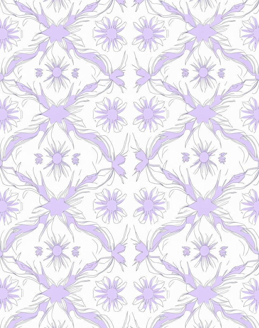 Delicate Lavender Floral Symmetry Rug