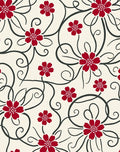 Red Blooming Vines Swirl Rug