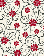 Red Blooming Vines Swirl Rug