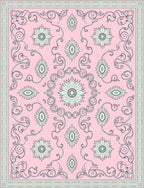 Pale Pink Floral Scrollwork Medallion Rug