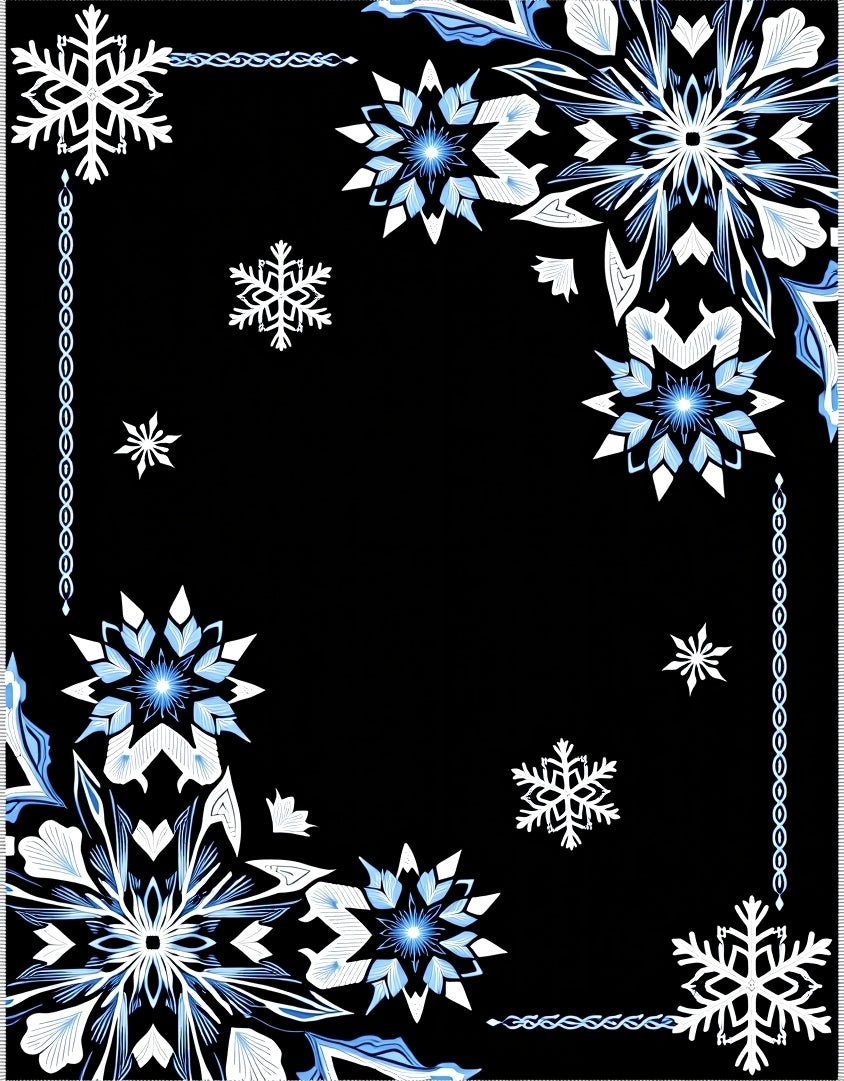 Winter White Blue Snowflake Medallion Rug