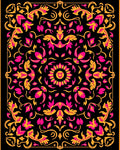 Vibrant Pink Gold Floral Scroll Rug