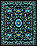 Black Blue Yellow Floral Medallion Rug