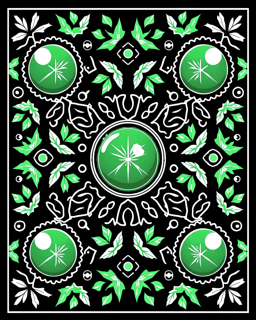 Emerald Medallion Leaf Mandala Rug
