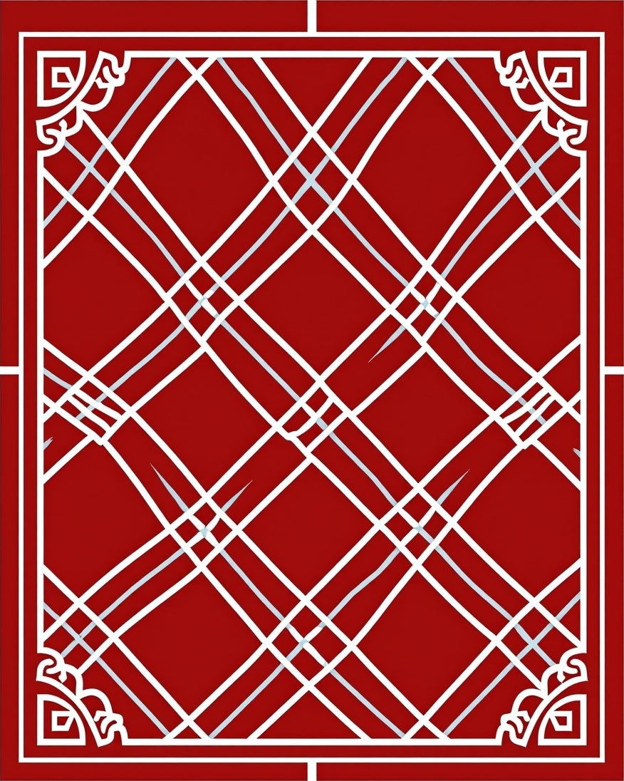 Bold Red White Intersecting Lines Rug