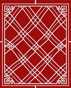 Bold Red White Intersecting Lines Rug