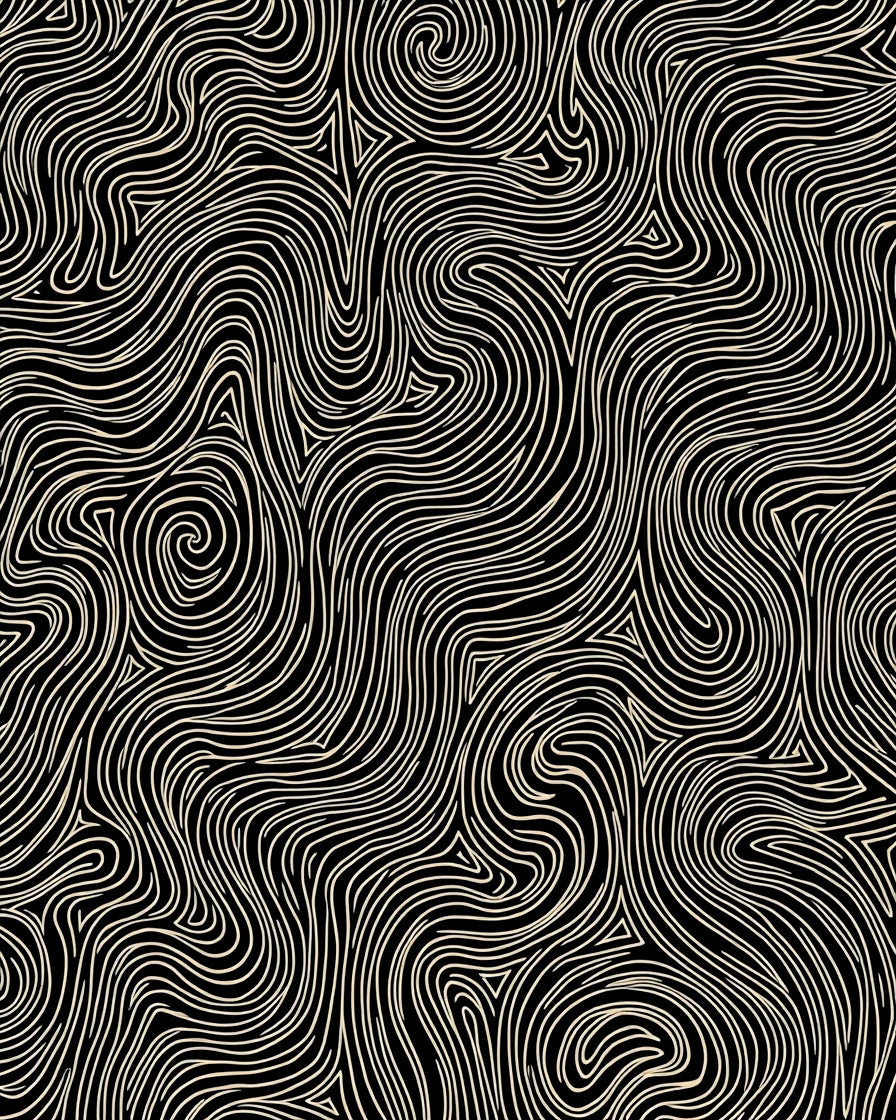 Cream Swirls Black Contemporary Abstract Rug