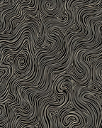 Cream Swirls Black Contemporary Abstract Rug