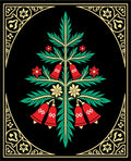 Black Red Green Woodland Bell Accents Rug