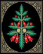 Black Red Green Woodland Bell Accents Rug