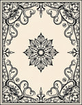 Black Floral Medallion Corner Frame Rug