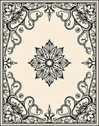Black Floral Medallion Corner Frame Rug