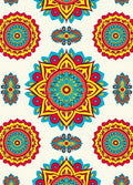 Vibrant Red Blue Yellow Mandala Medallion Rug