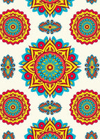 Vibrant Red Blue Yellow Mandala Medallion Rug