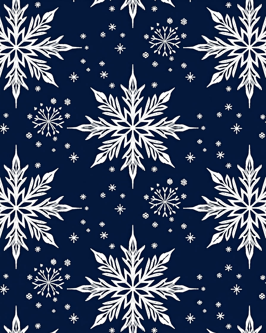 White Snowflakes on Navy Blue Rug