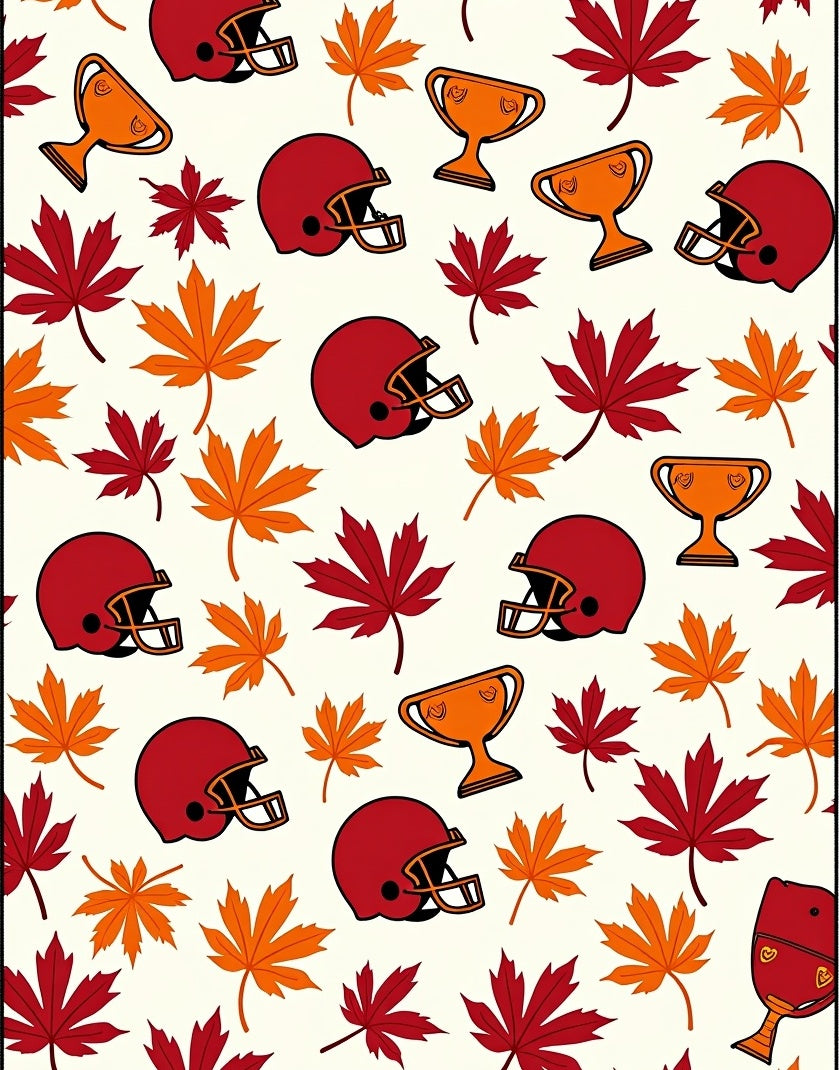 Red Helmets Orange Trophies Autumn Leaves Rug