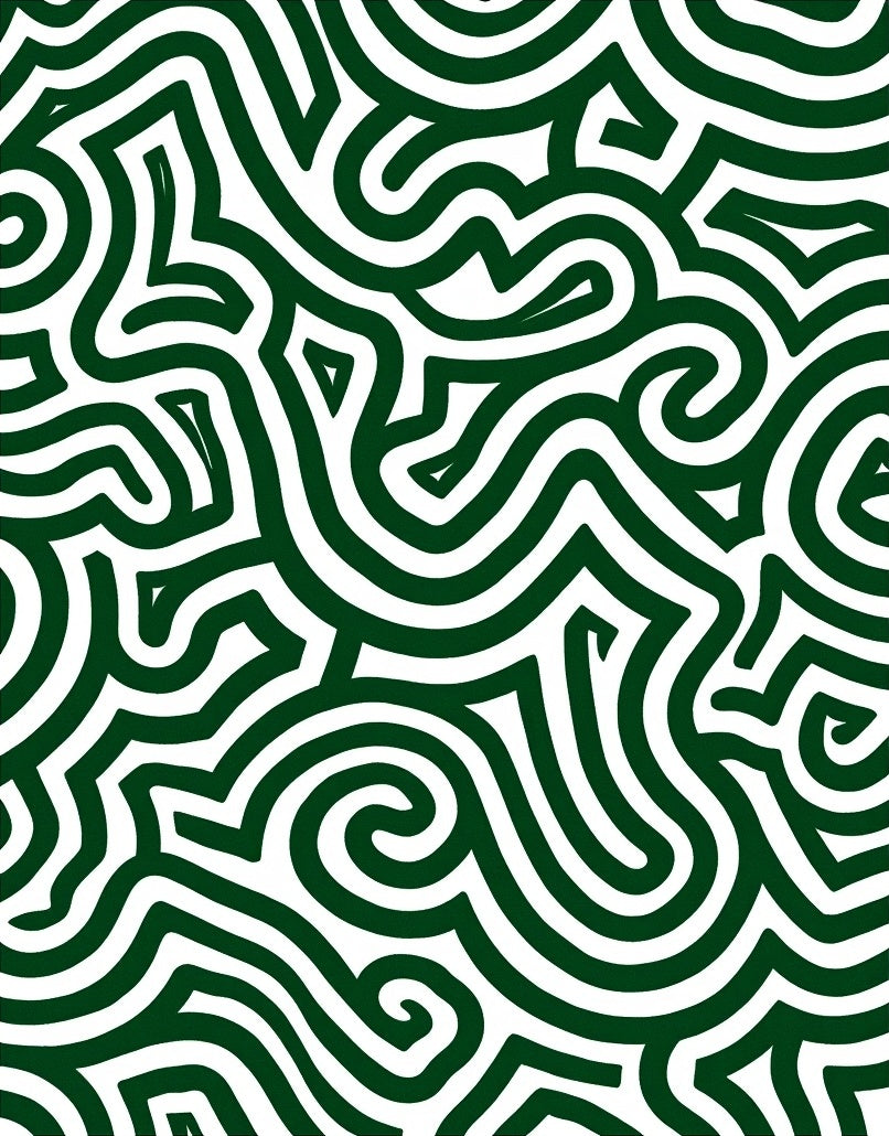 Deep Green Labyrinth Swirl Rug