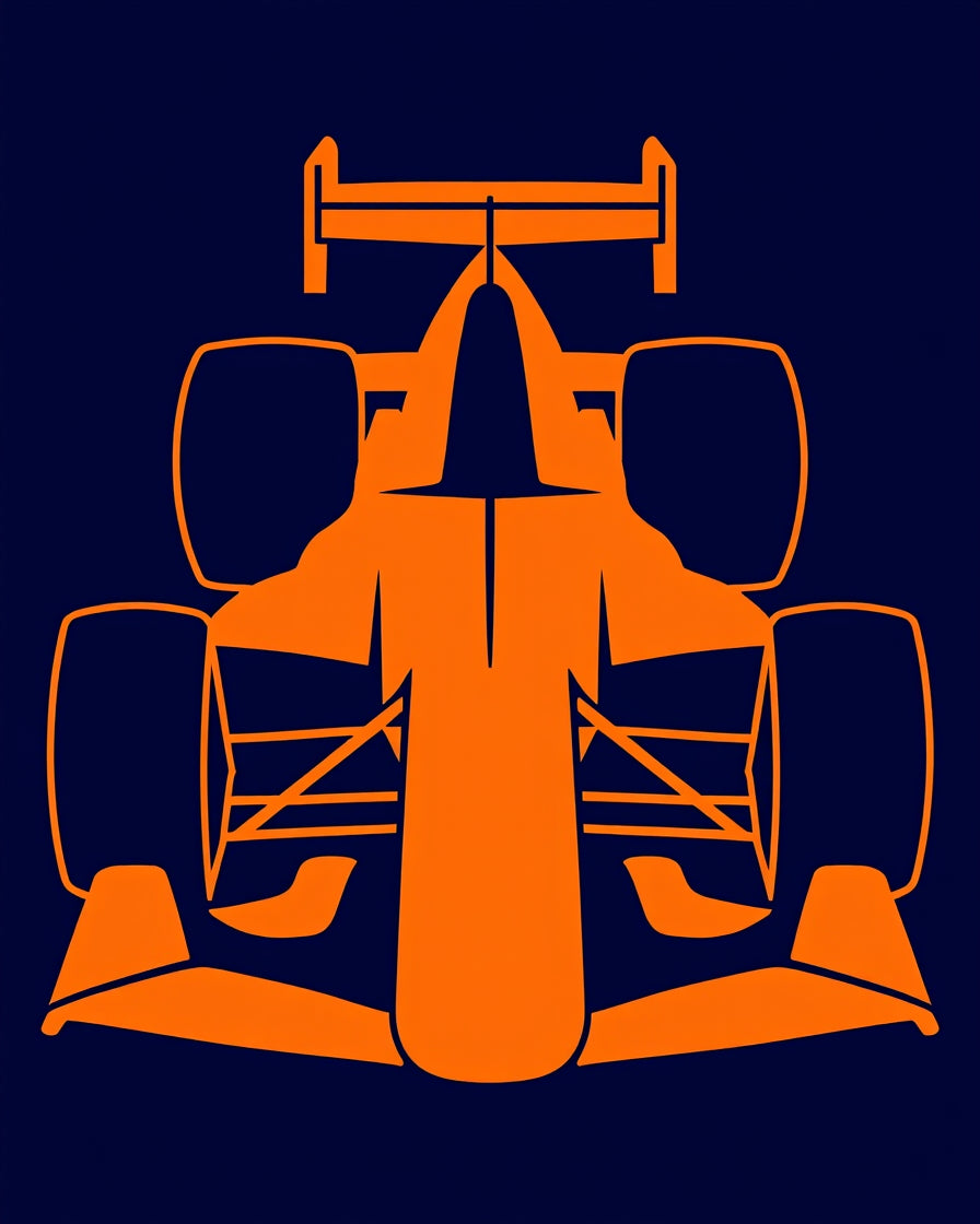 Orange Formula Car Silhouette Rug