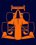 Orange Formula Car Silhouette Rug