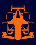 Orange Formula Car Silhouette Rug