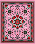 Pink Red Green Floral Medallion Rug