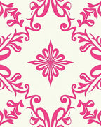 Bright Pink Floral Swirls Medallion Rug