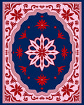 Crimson Floral Medallion Navy Rug