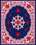 Crimson Floral Medallion Navy Rug