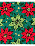 Red Green Poinsettia Star Background Rug