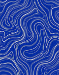 Deep Blue Abstract Wavy Lines Rug