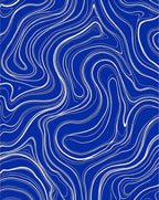 Deep Blue Abstract Wavy Lines Rug