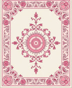 Elegant Rose Vine Medallion Center Rug