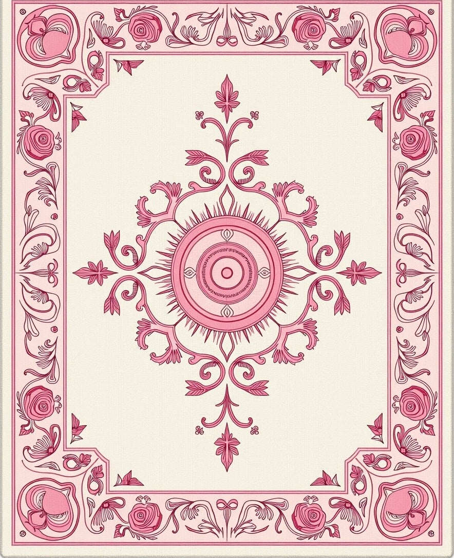 Elegant Rose Vine Medallion Center Rug