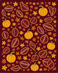 Autumn Football Pumpkins Leaf Collage Rug