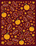 Autumn Football Pumpkins Leaf Collage Rug