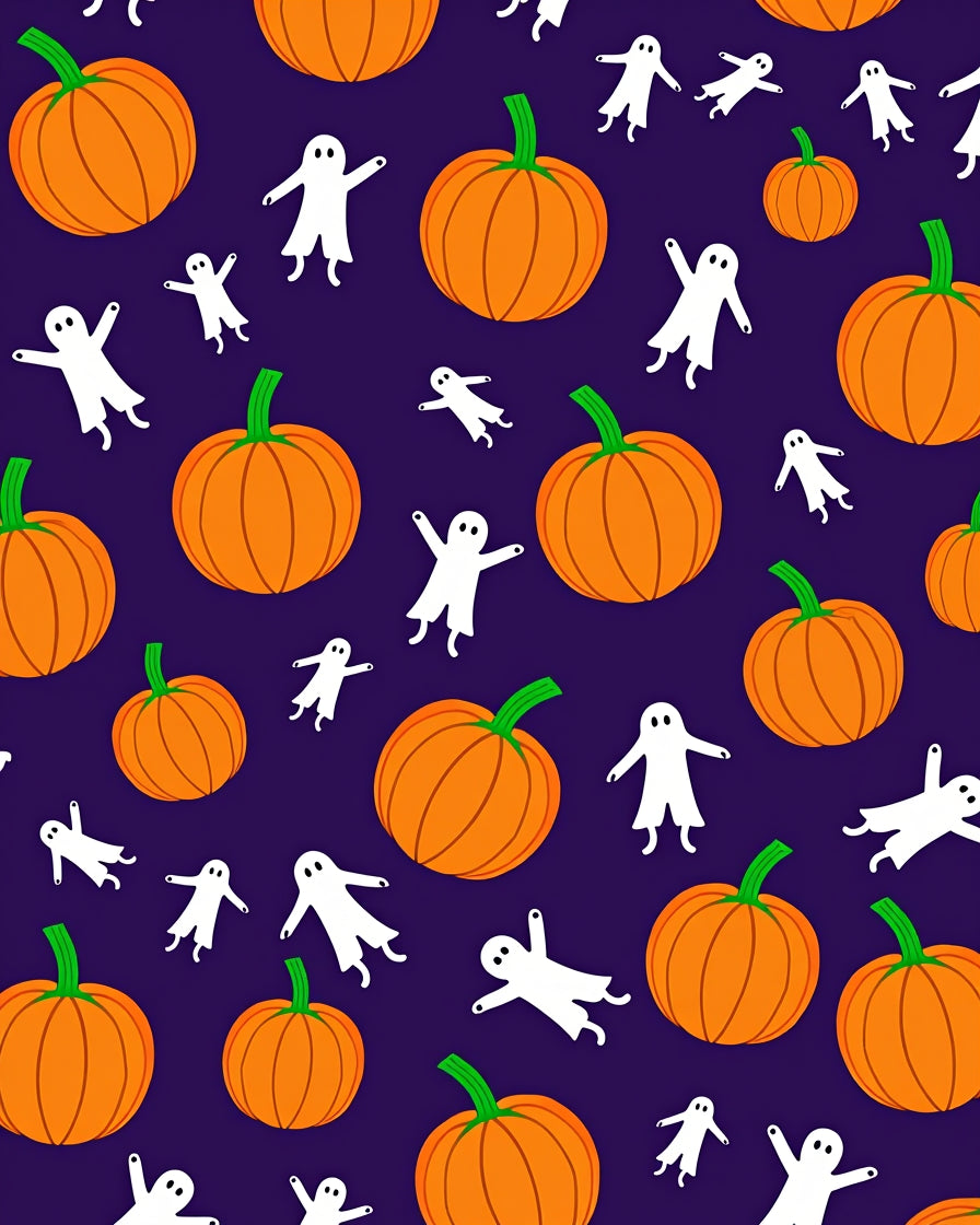 Orange Pumpkin Ghostly Halloween Nap Rug