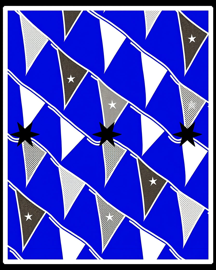 Bold Blue Bunting Star Flags Rug