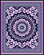 Soft Pink Navy Mandala Border Rug