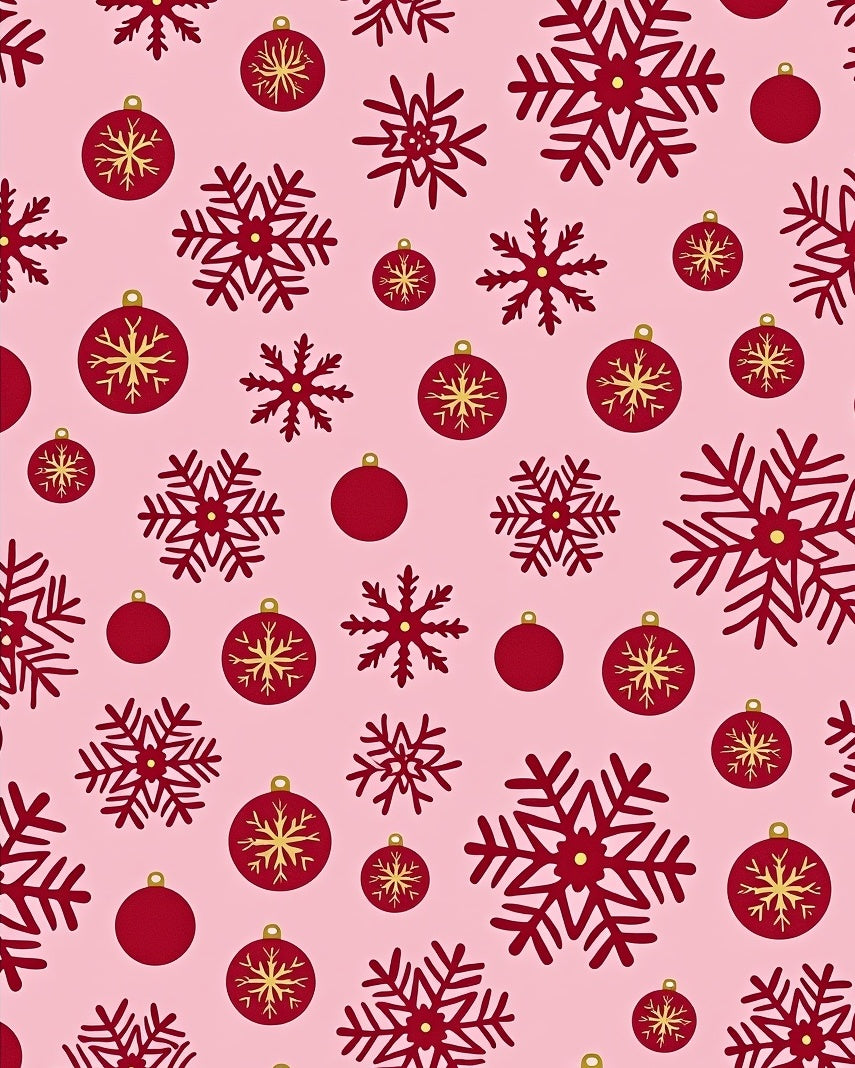Festive Red Snowflake Ornament Repeat Rug