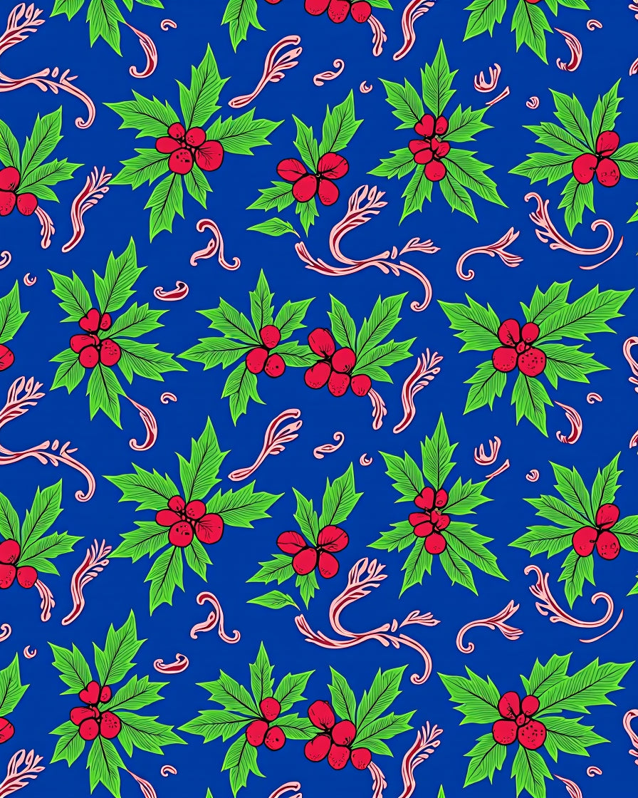 Scintillating Blue Holly Berry Sprigs Rug