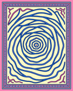 Whimsical Blue Swirl Pink Border Rug