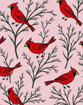Red Cardinal Birds on Pink Branches Rug