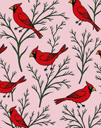 Red Cardinal Birds on Pink Branches Rug