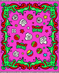Whimsical Pink Faces Circus Balls Rug