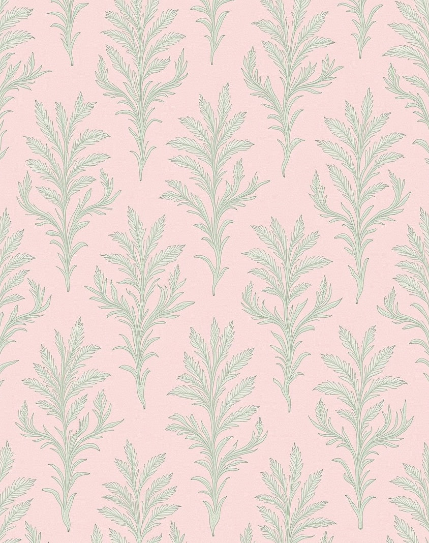 Pale Pink Fern Frond Repeating Rug