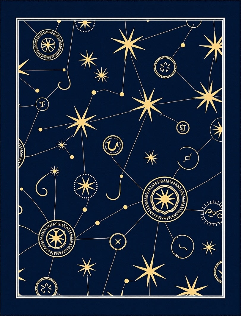 Cosmic Yellow Starry Night Navy Rug
